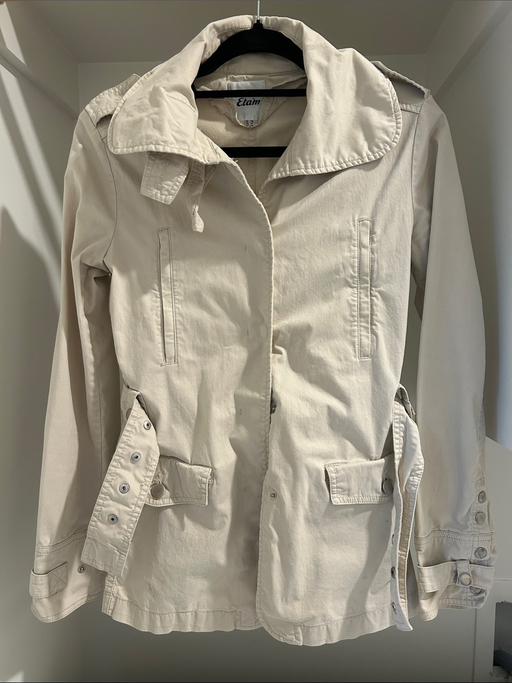 Cream Trench Coat with Waist Tie